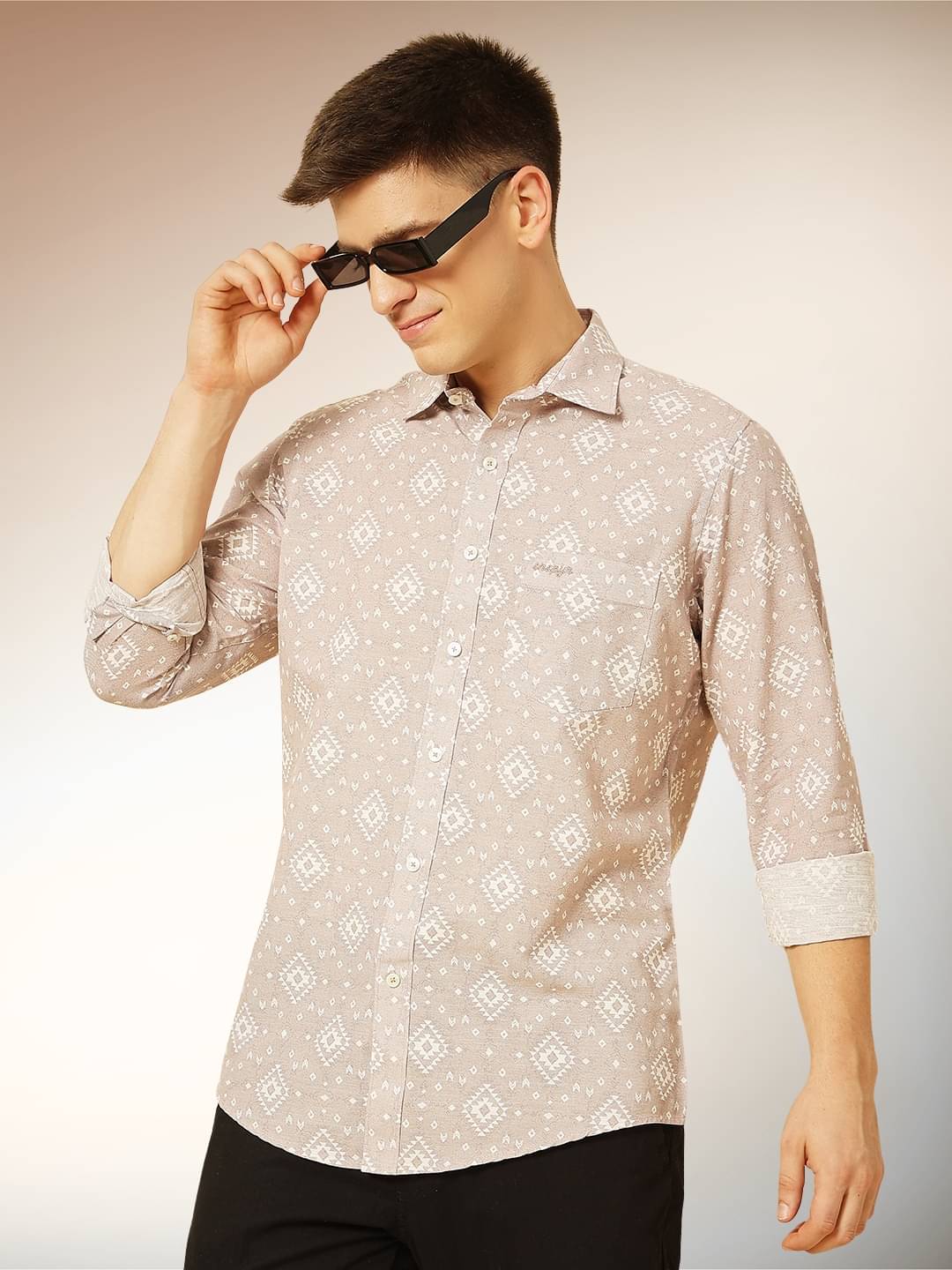     			ENSPYR 100% Cotton Regular Fit Printed Full Sleeves Men's Casual Shirt - Maroon ( Pack of 1 )