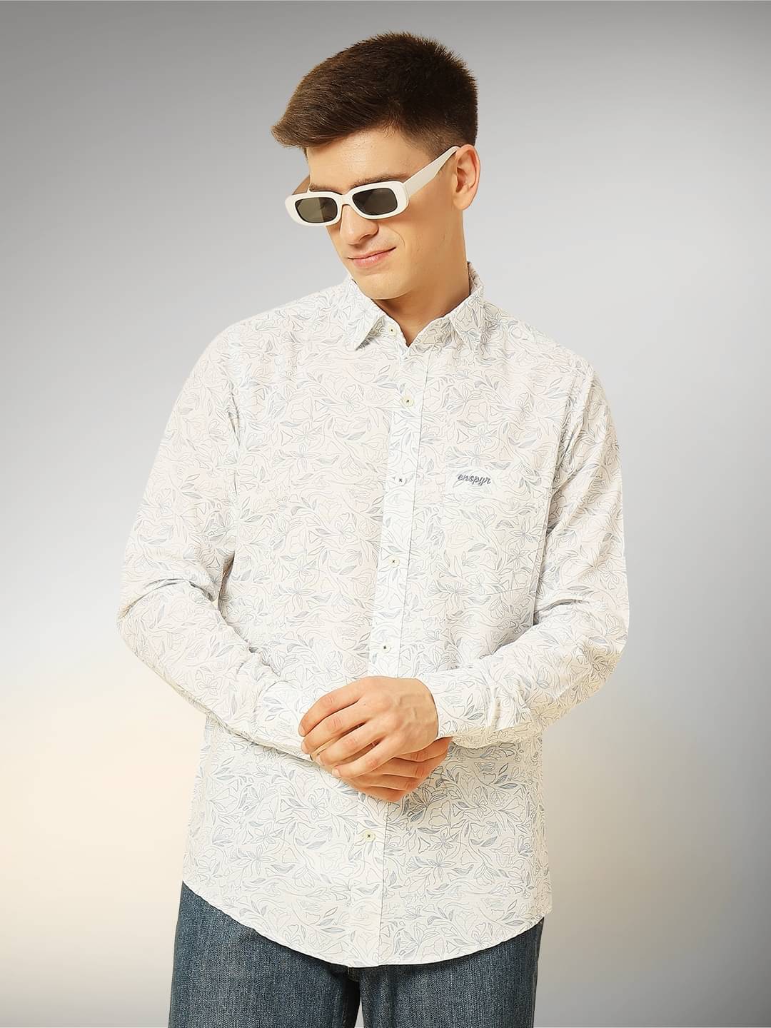     			ENSPYR 100% Cotton Regular Fit Printed Full Sleeves Men's Casual Shirt - Blue ( Pack of 1 )