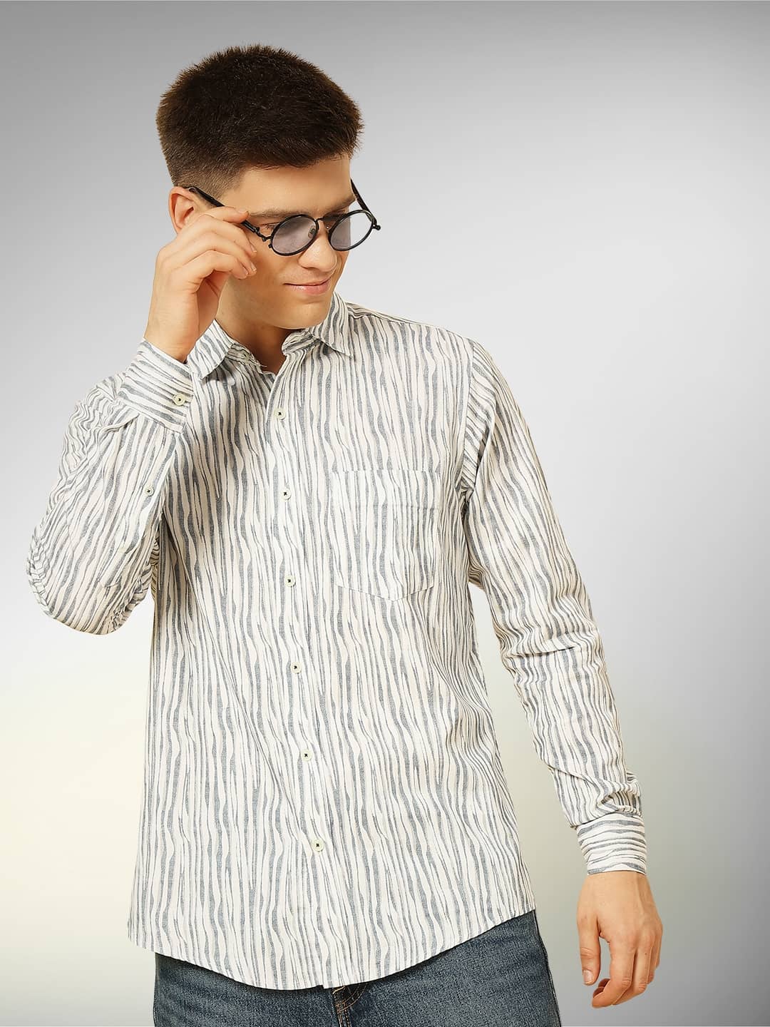 ENSPYR 100% Cotton Regular Fit Printed Full Sleeves Men's Casual Shirt - Blue ( Pack of 1 )