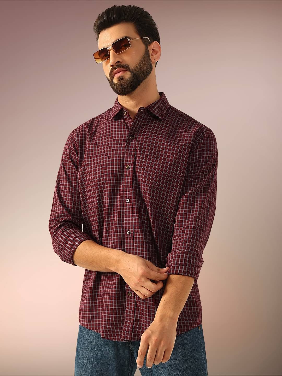 ENSPYR 100% Cotton Regular Fit Checks Full Sleeves Men's Casual Shirt - Maroon ( Pack of 1 )     			ENSPYR 100% Cotton Regular Fit Checks Full Sleeves Men's Casual Shirt - Maroon ( Pack of 1 )