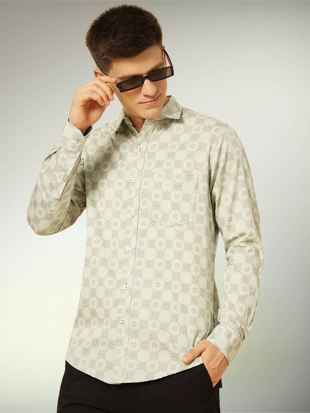 ENSPYR 100% Cotton Regular Fit Printed Full Sleeves Men's Casual Shirt - Green ( Pack of 1 ) ENSPYR 100% Cotton Regular Fit Printed Full Sleeves Men's Casual Shirt - Green ( Pack of 1 )