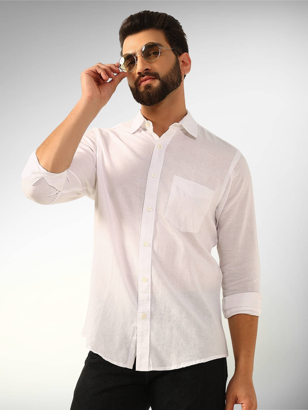 ENSPYR 100% Cotton Regular Fit Solids Full Sleeves Men's Casual Shirt - White ( Pack of 1 ) ENSPYR 100% Cotton Regular Fit Solids Full Sleeves Men's Casual Shirt - White ( Pack of 1 )