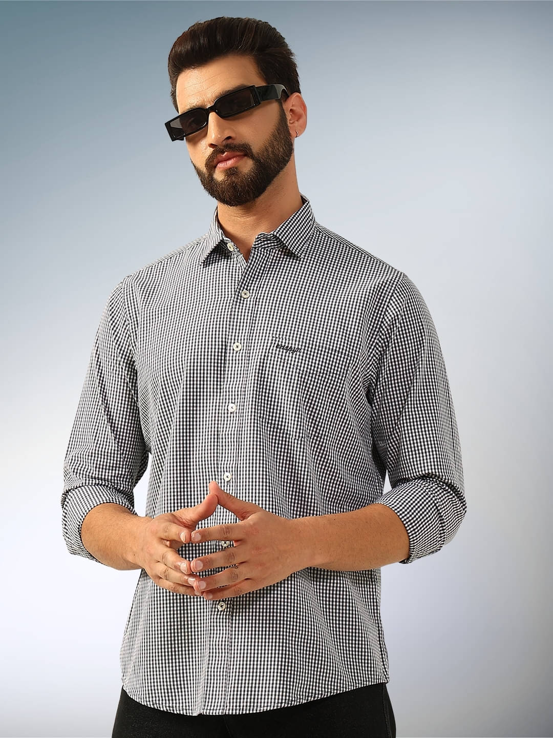 ENSPYR 100% Cotton Regular Fit Checks Full Sleeves Men's Casual Shirt - Navy Blue ( Pack of 1 ) ENSPYR 100% Cotton Regular Fit Checks Full Sleeves Men's Casual Shirt - Navy Blue ( Pack of 1 )