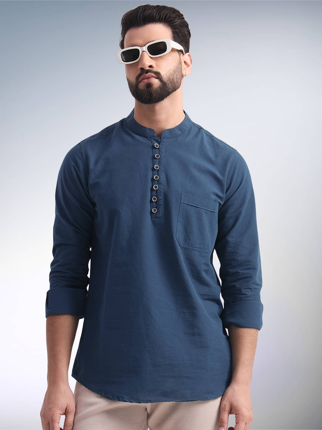 ENSPYR Teal Cotton Blend Men's Regular Kurta ( Pack of 1 ) ENSPYR Teal Cotton Blend Men's Regular Kurta ( Pack of 1 )