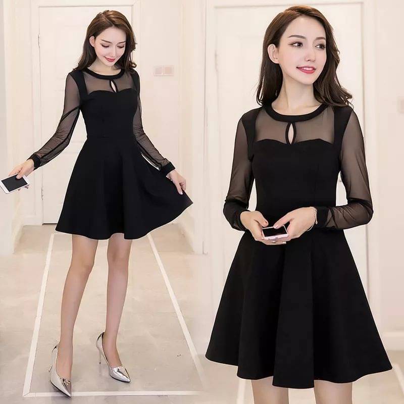     			Elizy Women Cotton Blend Solid A-line Dress ( Black )