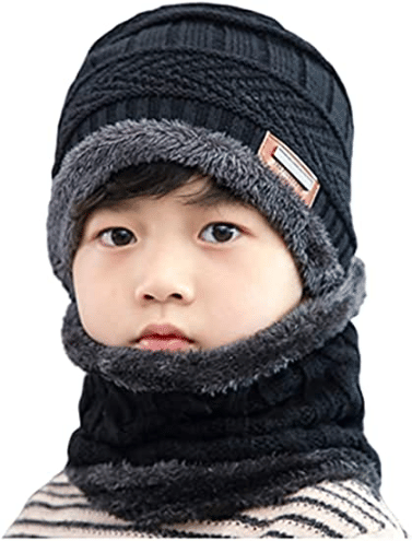 FUTURESTARRKK Pack of 1 Unisex for Baby Winter Caps ( Black & Red )     			FUTURESTARRKK Pack of 1 Unisex for Baby Winter Caps ( Black & Red )