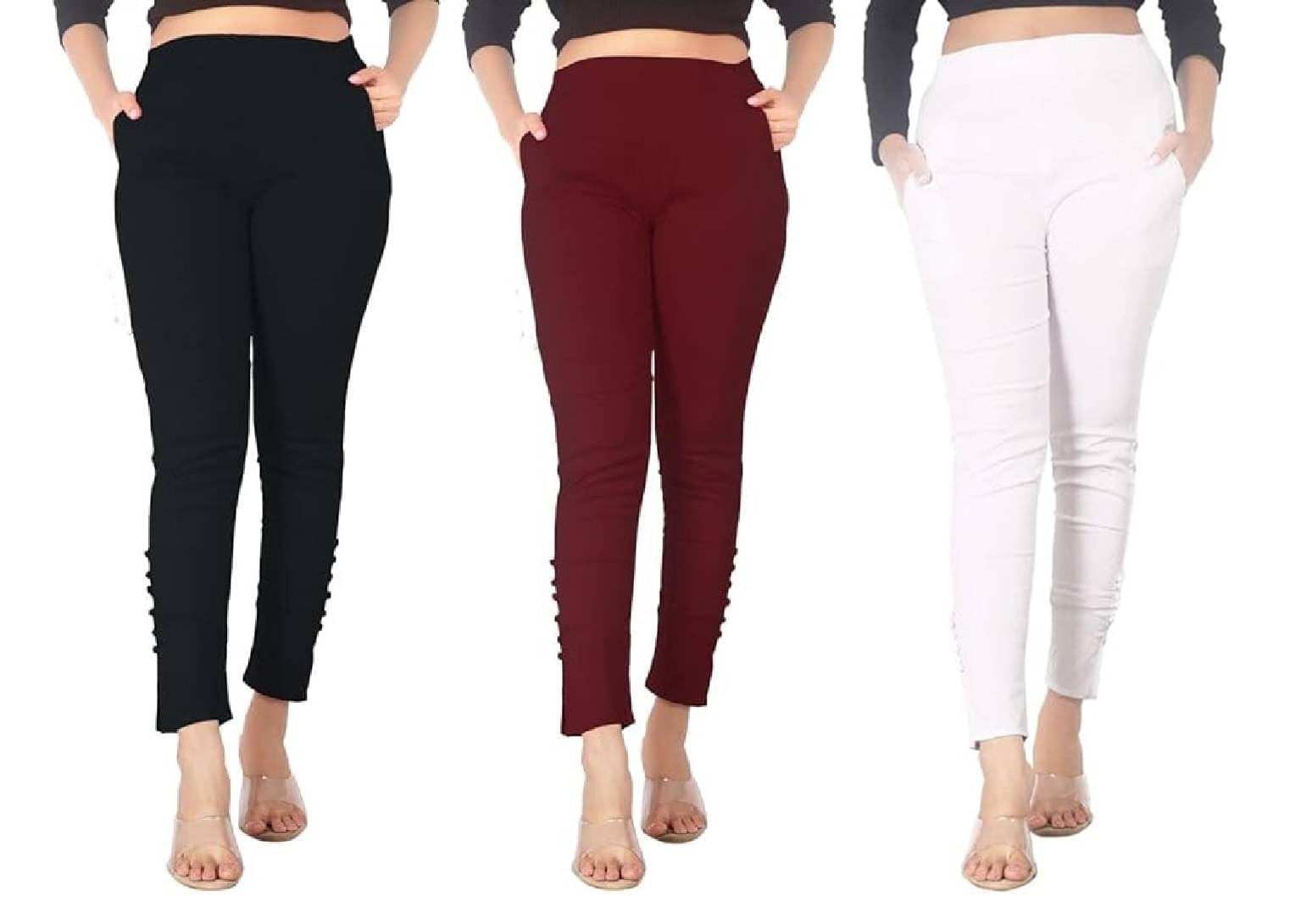     			FeelBlue Pack of 3 Cotton Blend Women Straight Pant ( Multicolor 8 )
