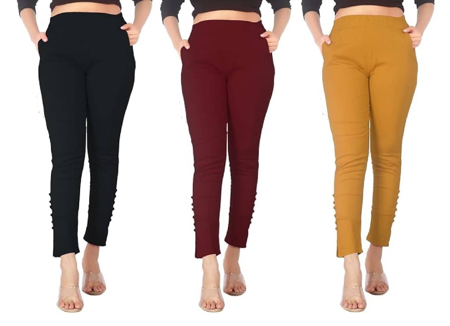     			FeelBlue Pack of 3 Cotton Blend Women Straight Pant ( Multicolor 7 )