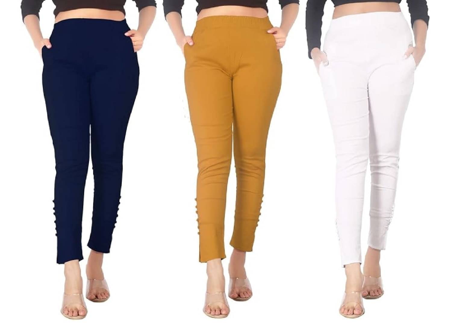     			FeelBlue Pack of 3 Cotton Blend Women Straight Pant ( Multicolor 2 )