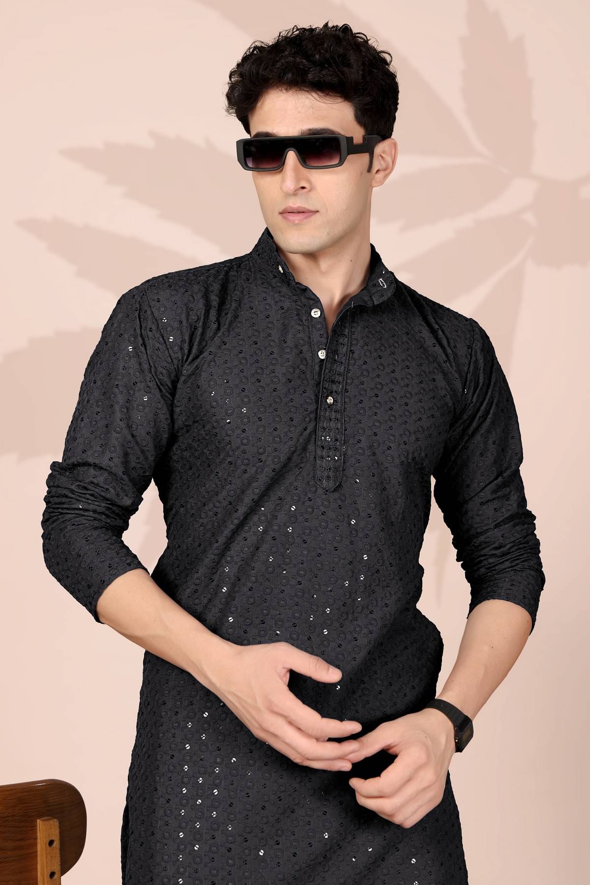     			Gazal Fashions Black Cotton Men's Regular Kurta ( Pack of 1 )