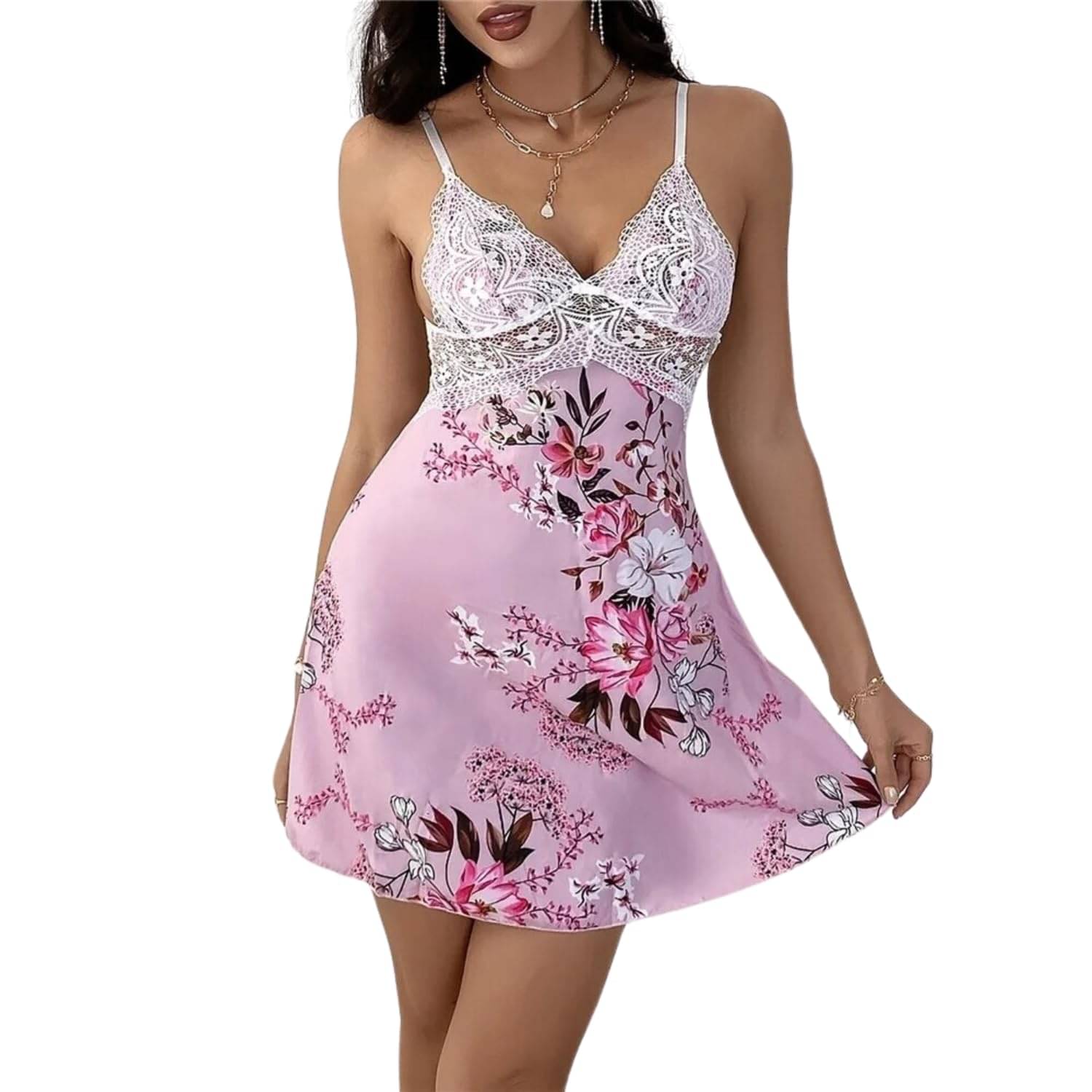     			Gizzline Multi Color Cotton Blend Women Baby Doll Dress With Panty