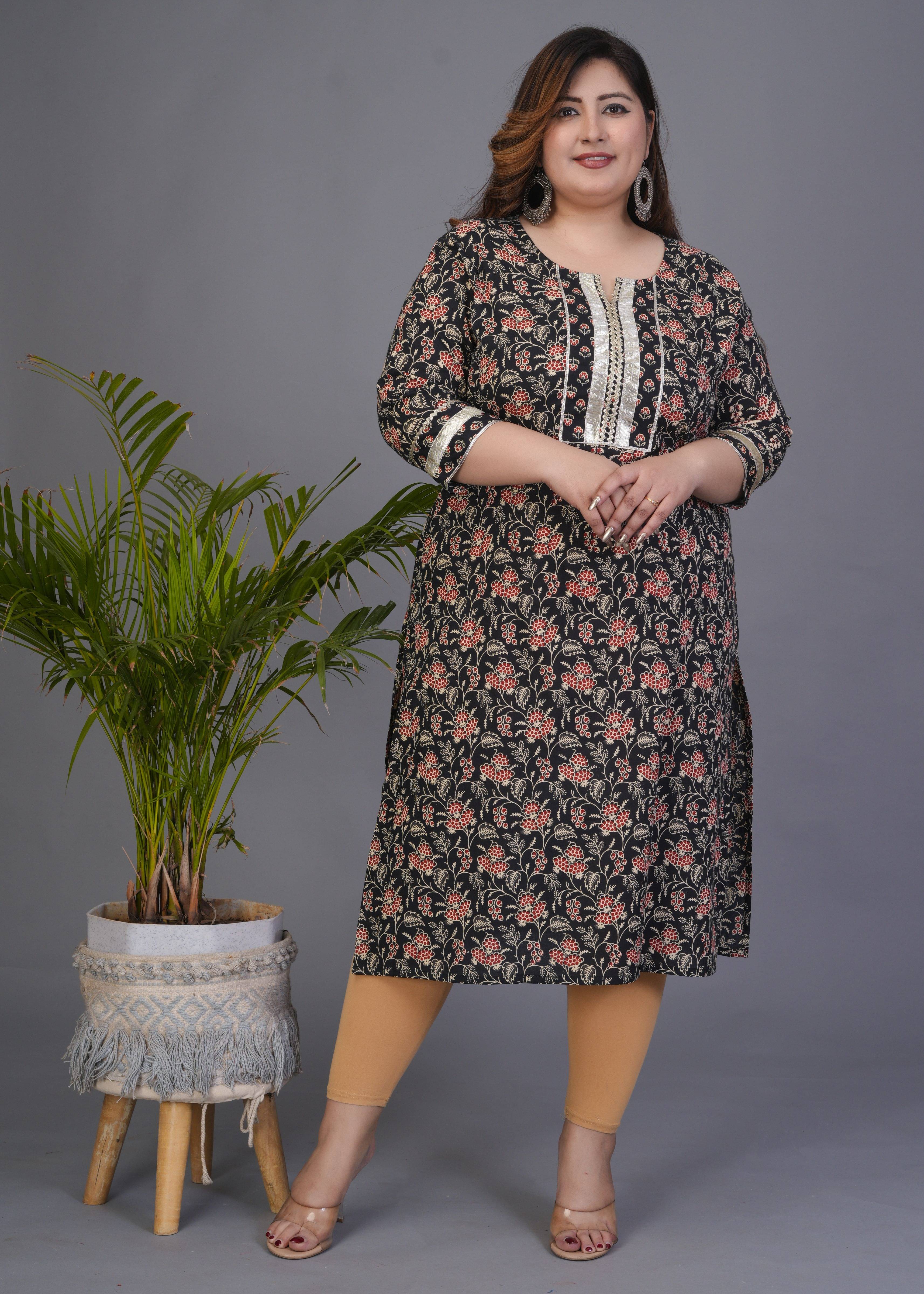 Gyapti Women Cotton Printed Straight Kurti ( Black ) Gyapti Women Cotton Printed Straight Kurti ( Black )