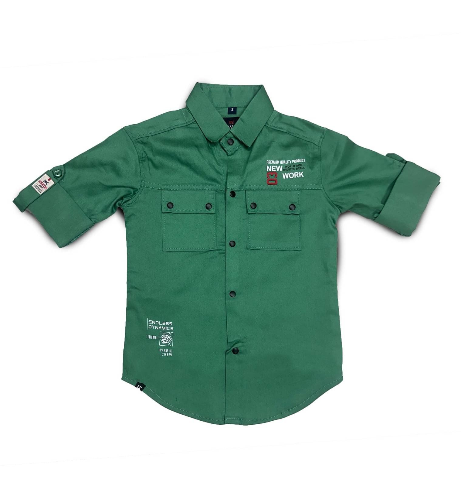 HAVOK KIDS Pack of 1 Boys 100% Cotton Full Sleeves Shirt ( Green ) HAVOK KIDS Pack of 1 Boys 100% Cotton Full Sleeves Shirt ( Green )