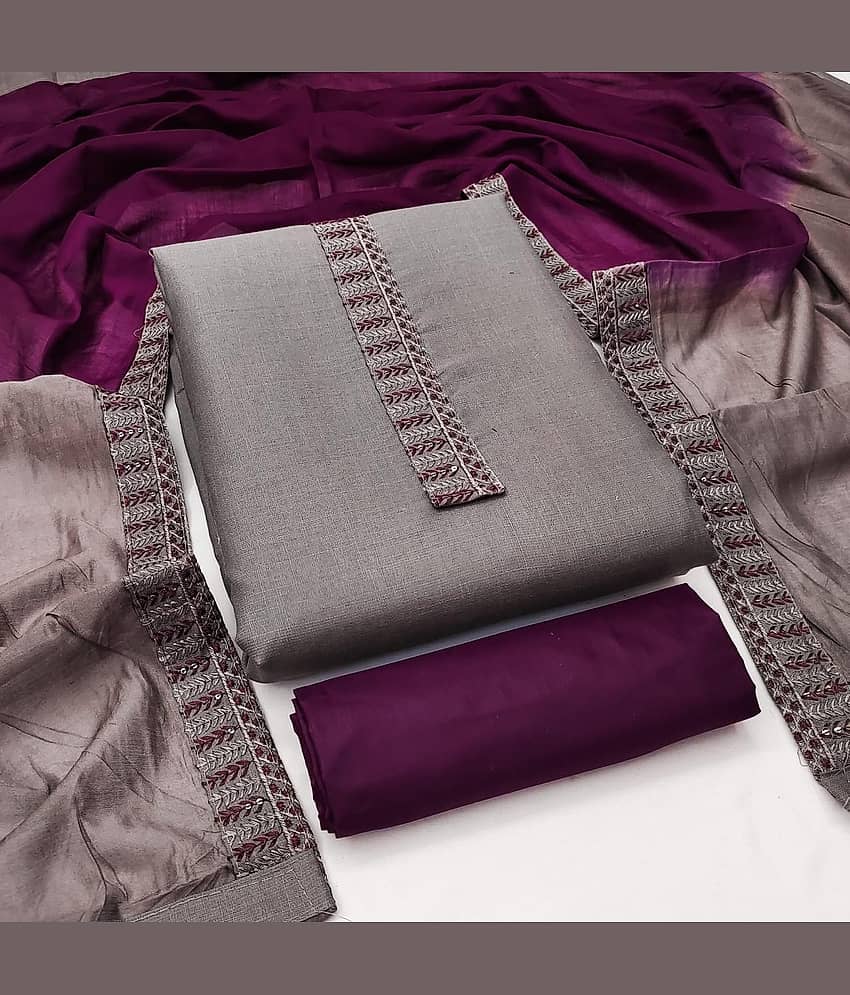 HL SILKMILLS Women Cotton Blend Unstitched Dress Material ( Grey ) - Unstitched Fabrics | Buy online on ZillyBuy