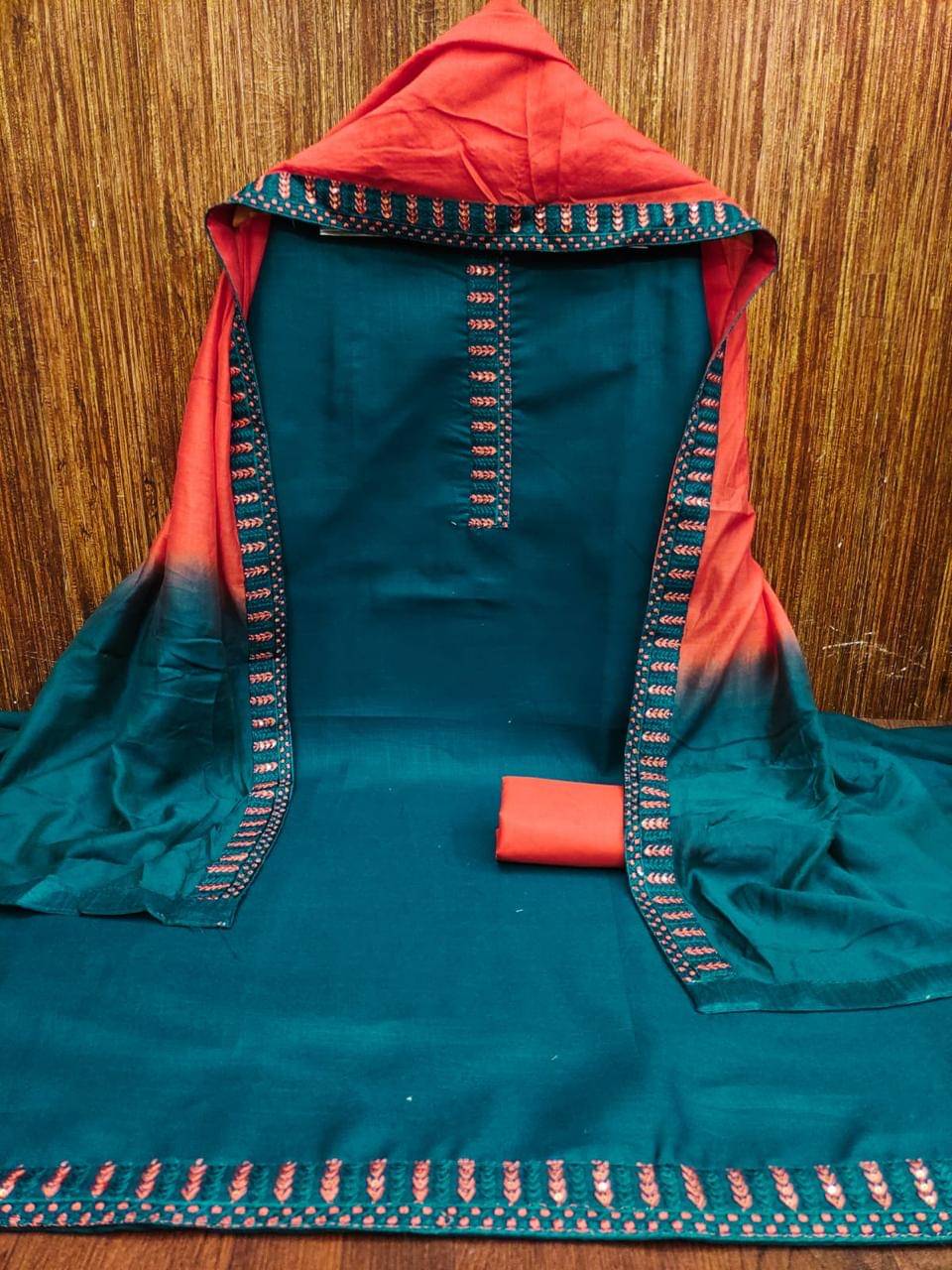     			HL SILKMILLS Women Cotton Blend Unstitched Dress Material ( Sea Green )