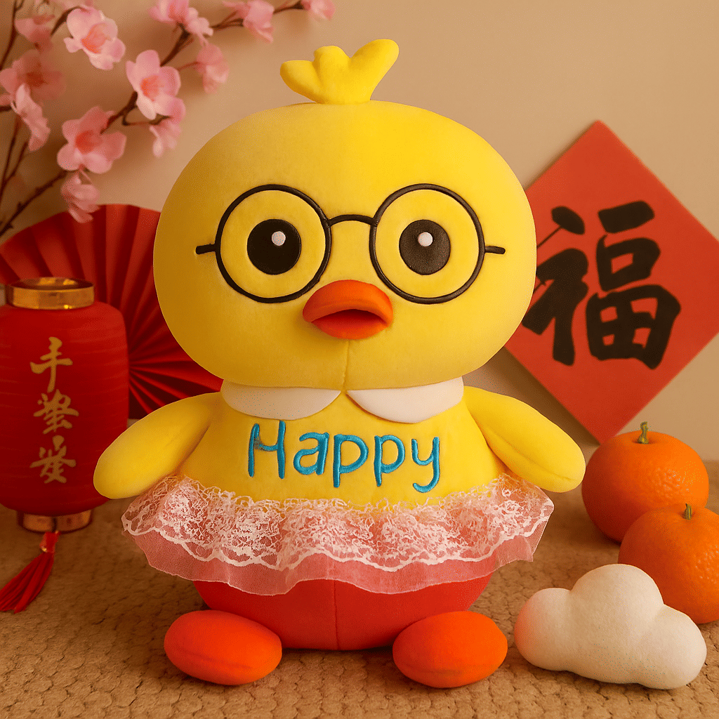     			Happy Duck Plush Toy, Multicolour, Stuffed Animal 35 cm