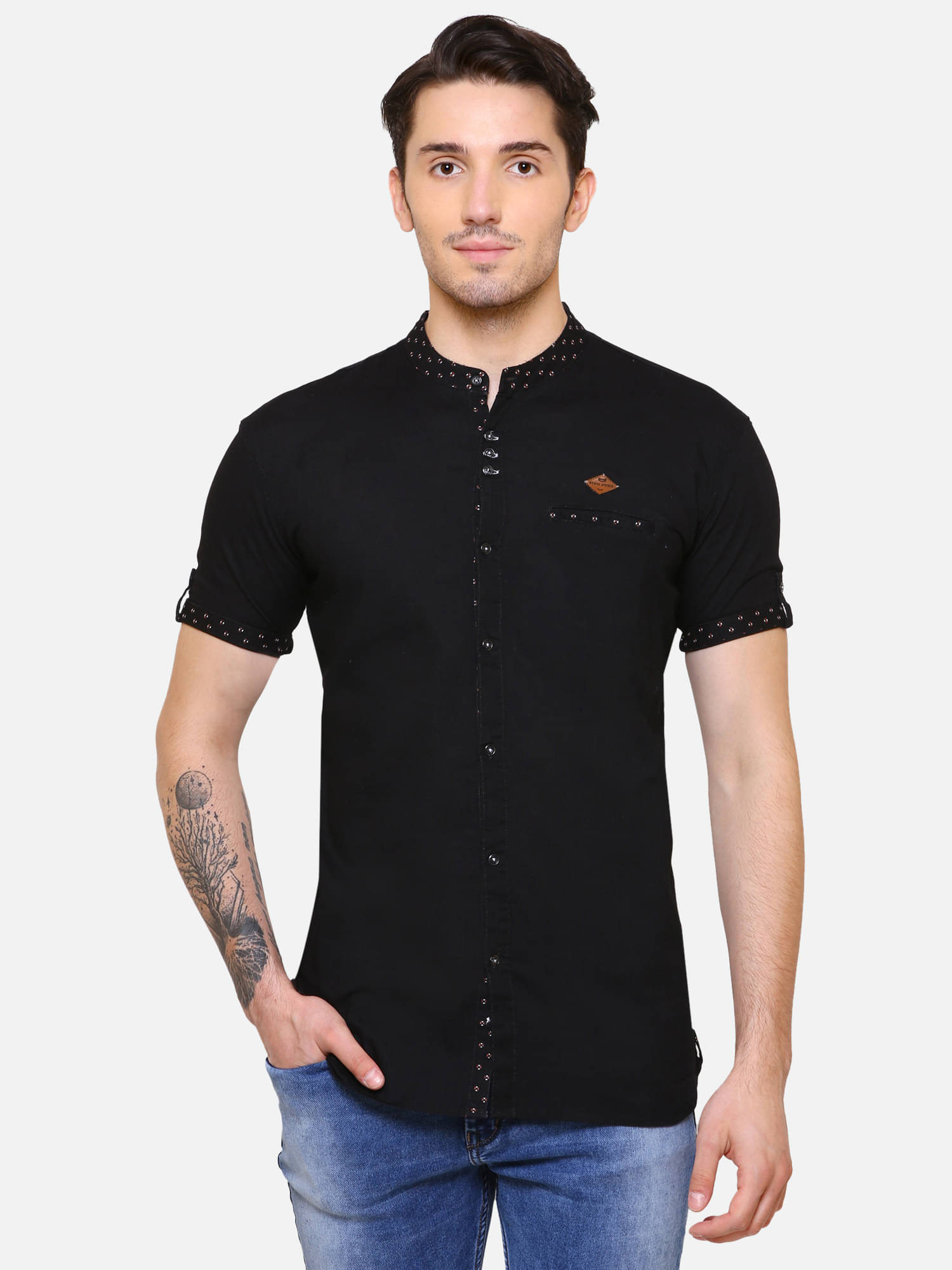     			Kuons Avenue Linen Regular Fit Solids Half Sleeves Men's Casual Shirt - Black ( Pack of 1 )