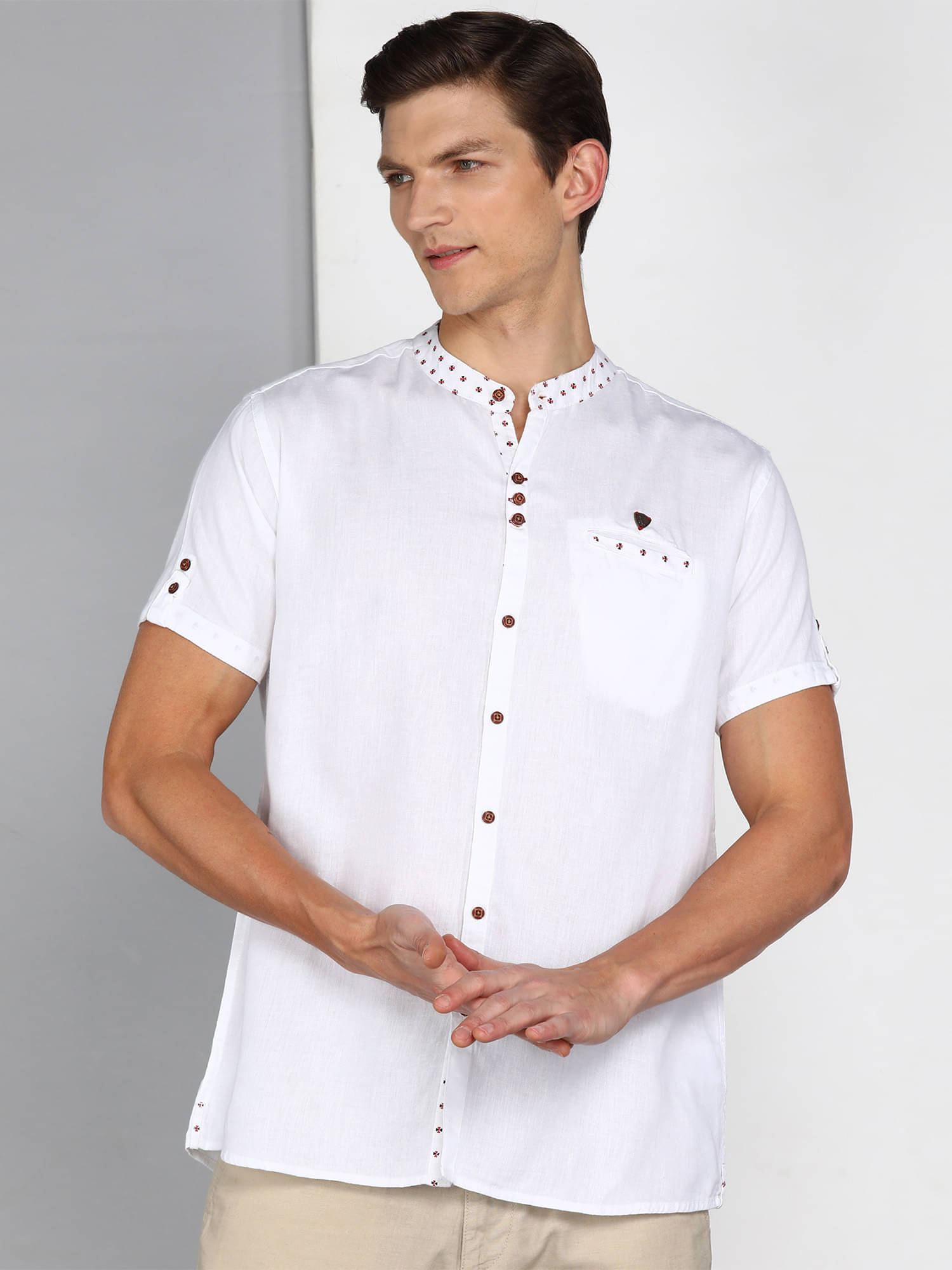     			Kuons Avenue Linen Regular Fit Solids Half Sleeves Men's Casual Shirt - White ( Pack of 1 )