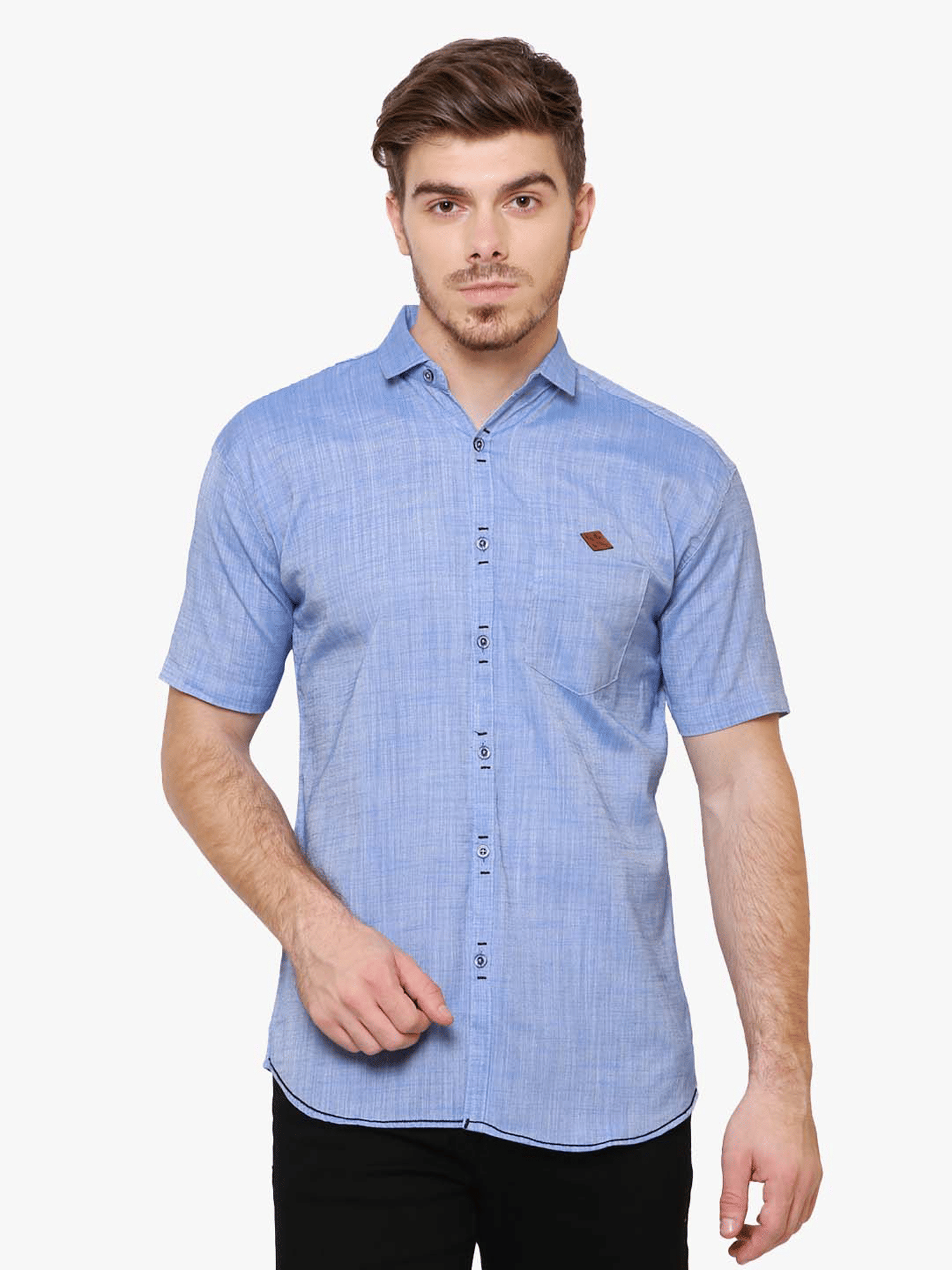 Kuons Avenue Linen Regular Fit Solids Half Sleeves Men's Casual Shirt - Light Blue ( Pack of 1 )