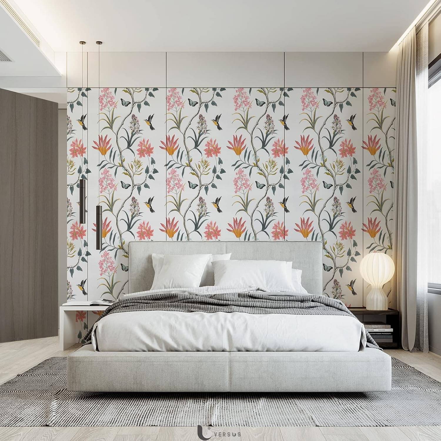     			LOOTWAGON White Flowers and Birds Wallpaper Removable Peel and Stick Self Adhesive Film Stick Paper for Bedrooms, Living Room, Hall, Play Room, Garden Home Decoration Stickers (250 cm *45 cm)