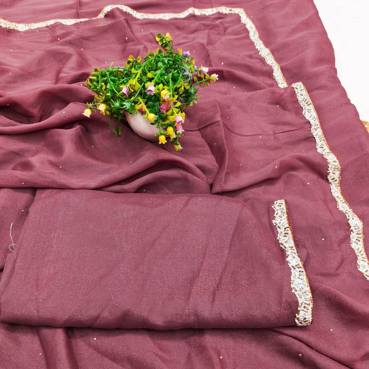 Madhav Art Georgette Solid Regular Saree With Unstitched Blouse Piece ( Coral ) Madhav Art Georgette Solid Regular Saree With Unstitched Blouse Piece ( Coral )