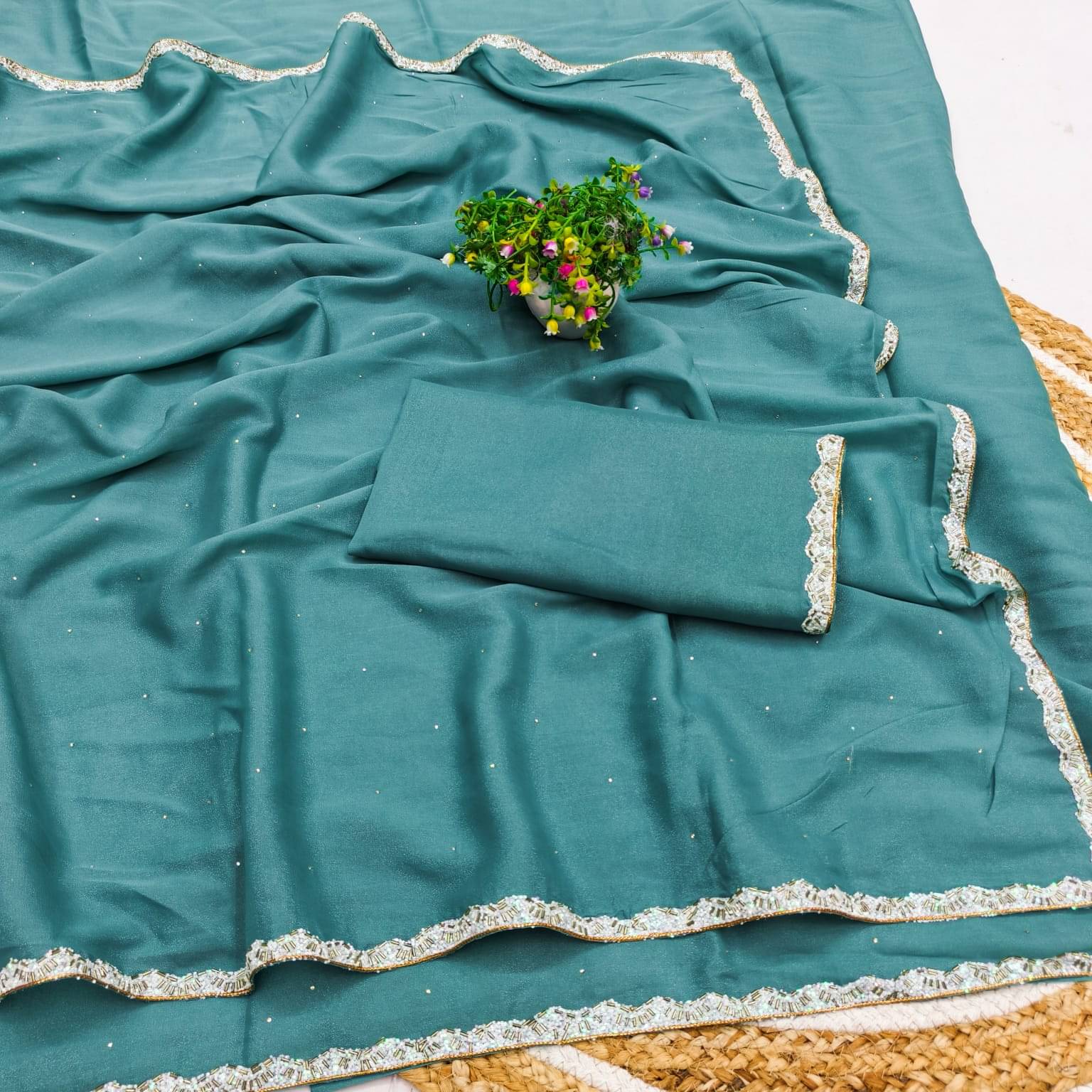 Madhav Art Georgette Solid Regular Saree With Unstitched Blouse Piece ( Sky Blue ) Madhav Art Georgette Solid Regular Saree With Unstitched Blouse Piece ( Sky Blue )