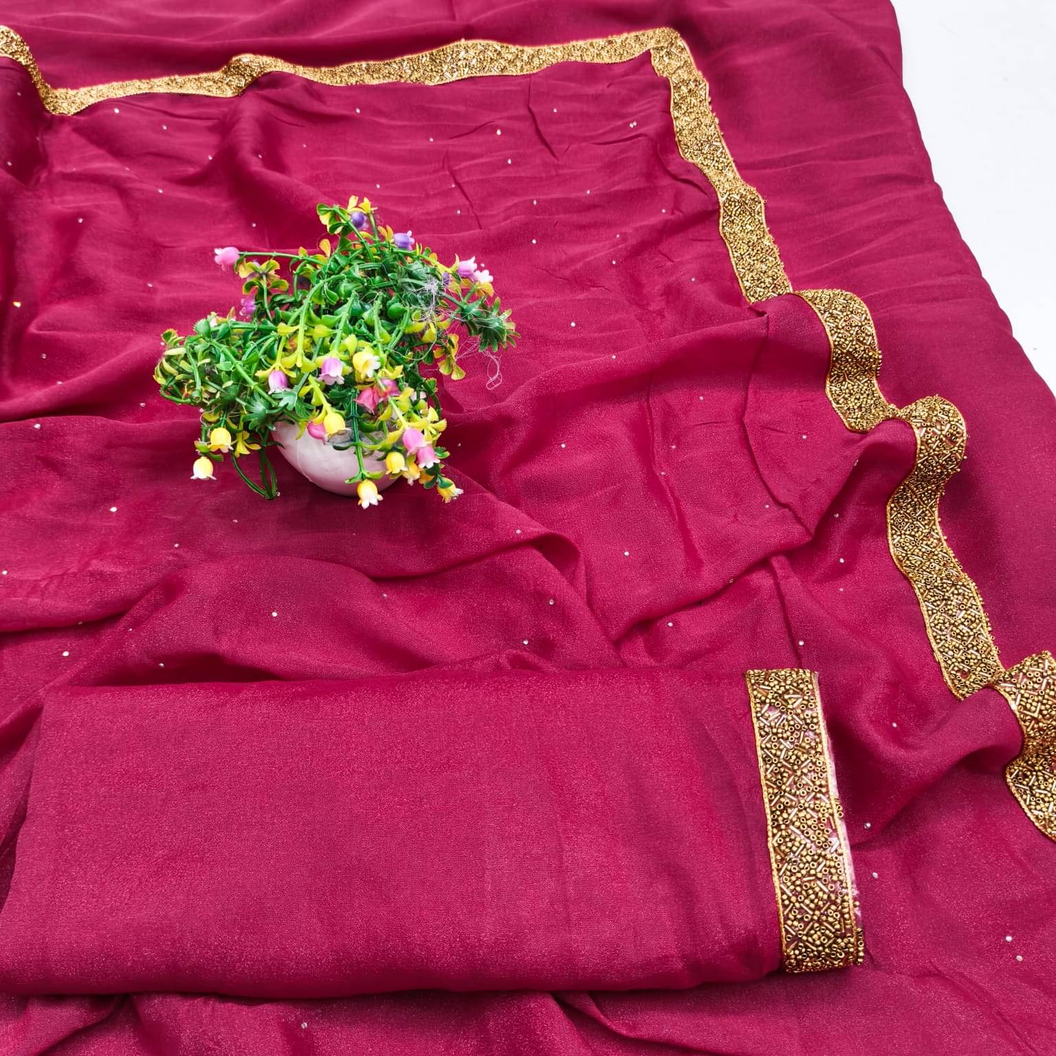 Madhav Art Georgette Solid Regular Saree With Unstitched Blouse Piece ( Pink ) Madhav Art Georgette Solid Regular Saree With Unstitched Blouse Piece ( Pink )