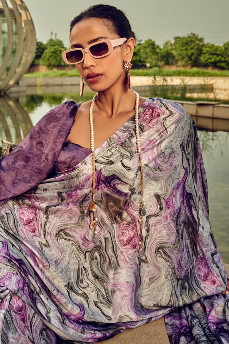     			Madhav Art Satin Printed Regular Saree With Unstitched Blouse Piece ( Multicolor 7 )