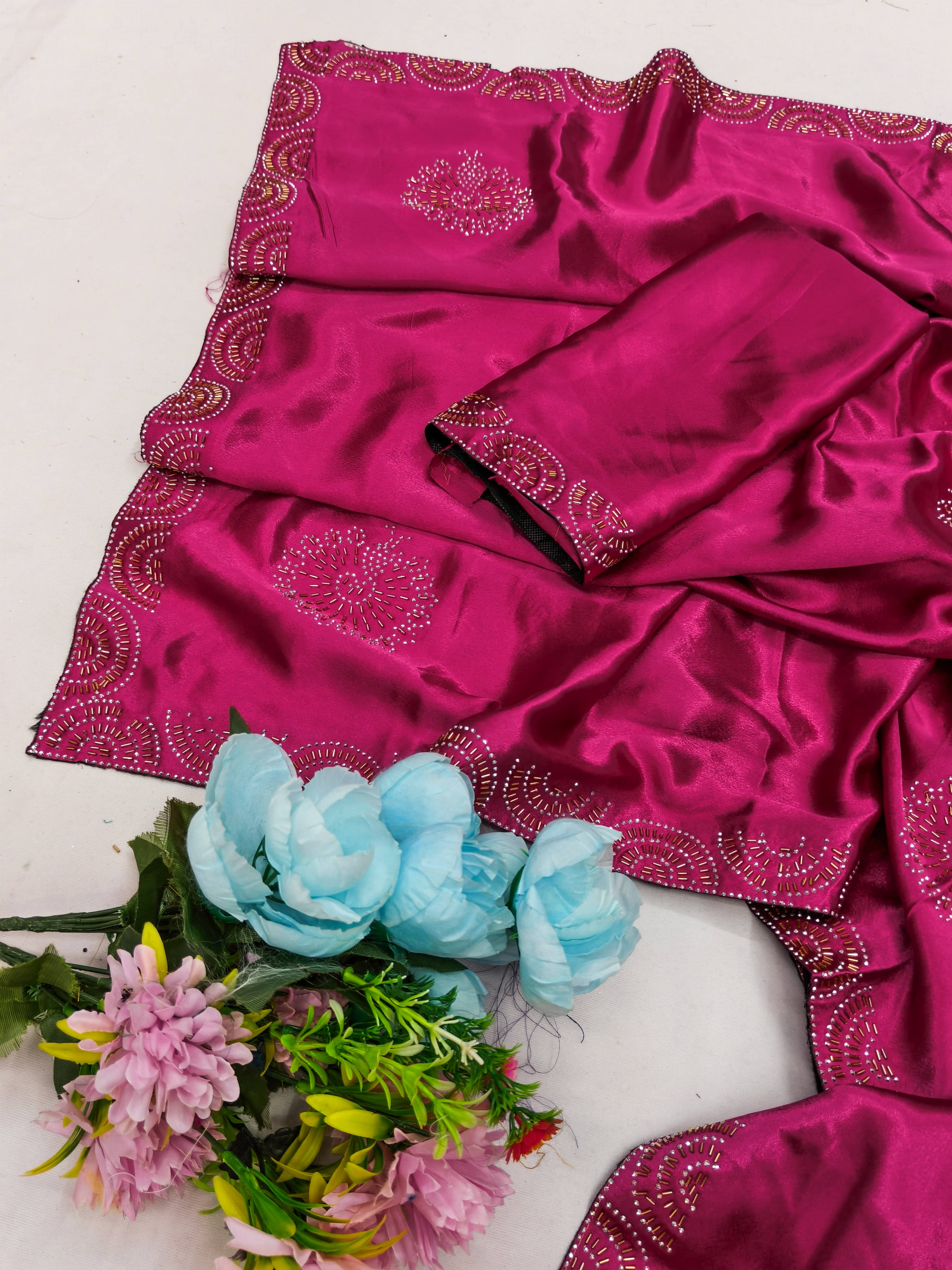 Madhav Art Silk Embellished Regular Saree With Unstitched Blouse Piece ( Pink ) Madhav Art Silk Embellished Regular Saree With Unstitched Blouse Piece ( Pink )