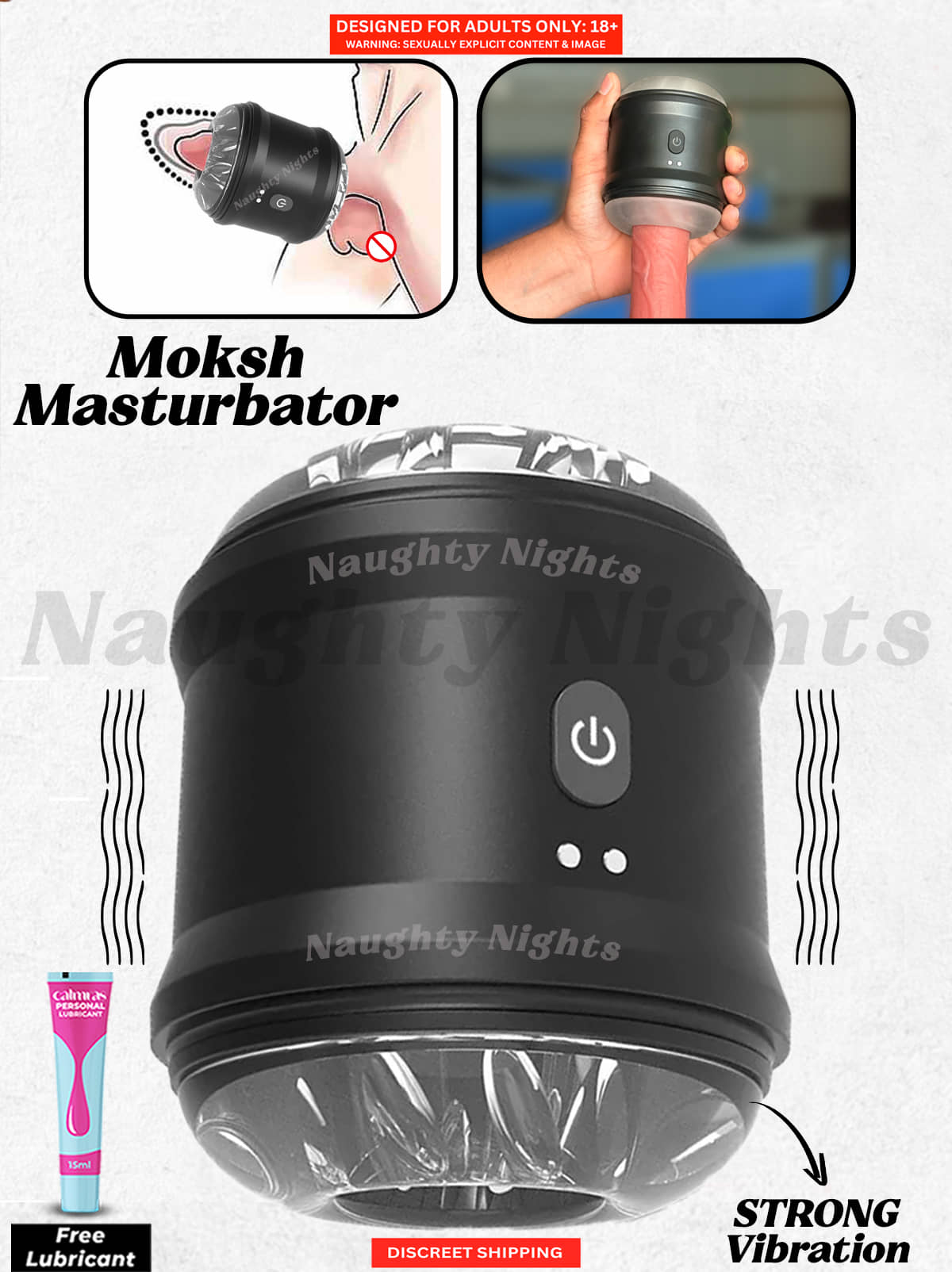 Male Blowjob Discreet Masturbator Cup- Low Noise Skin Friendly with 10 Strong Vibration Modes Silicone Masturbator by Naughty Nights