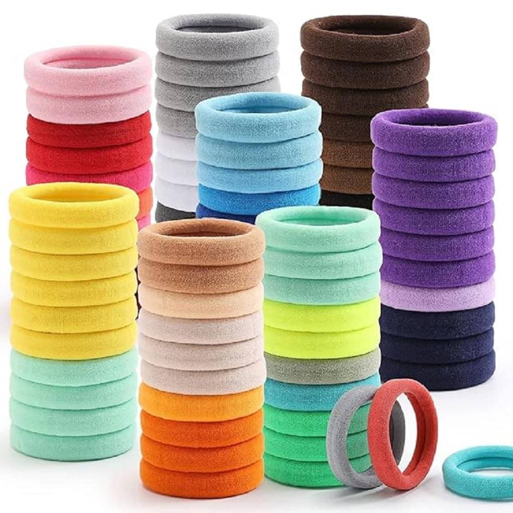     			Multicolor Elastic Hair Rubber Bands - Soft & Stretchable Rubber Hair Ties for Girls & Women Pack of 30
