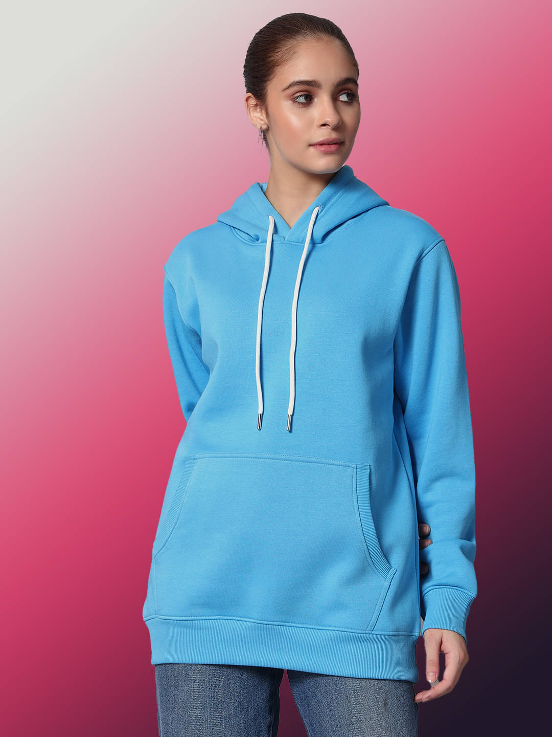     			OBAAN Fleece Women's Hooded Sweatshirt ( Blue )
