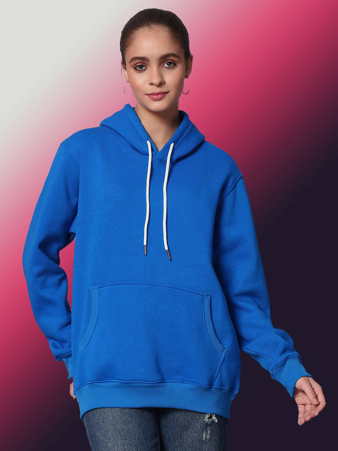     			OBAAN Fleece Women's Hooded Sweatshirt ( Blue )