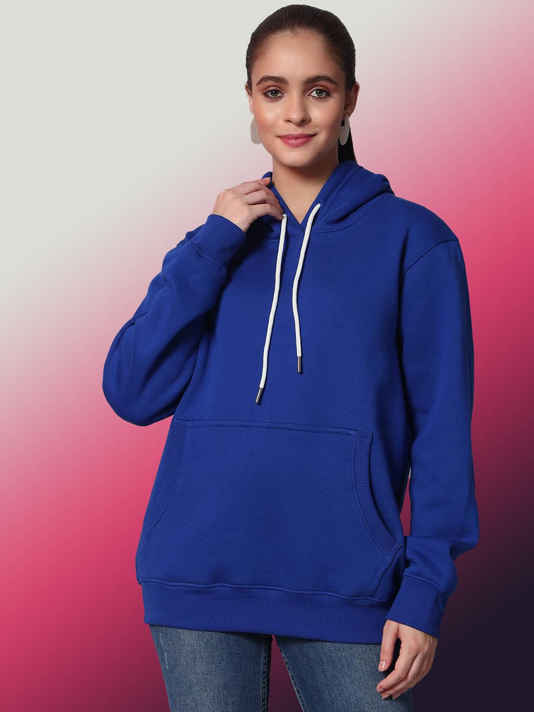     			OBAAN Fleece Women's Hooded Sweatshirt ( Blue )