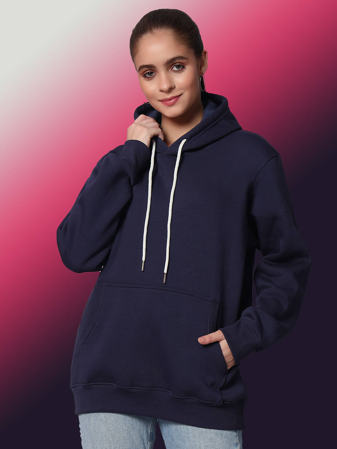    			OBAAN Fleece Women's Hooded Sweatshirt ( Blue )