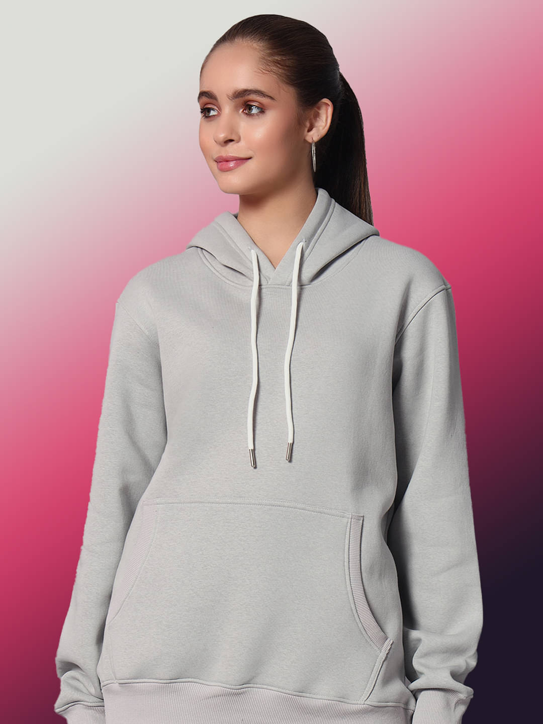 OBAAN Women Fleece Hooded Sweatshirt ( Grey ) OBAAN Women Fleece Hooded Sweatshirt ( Grey )