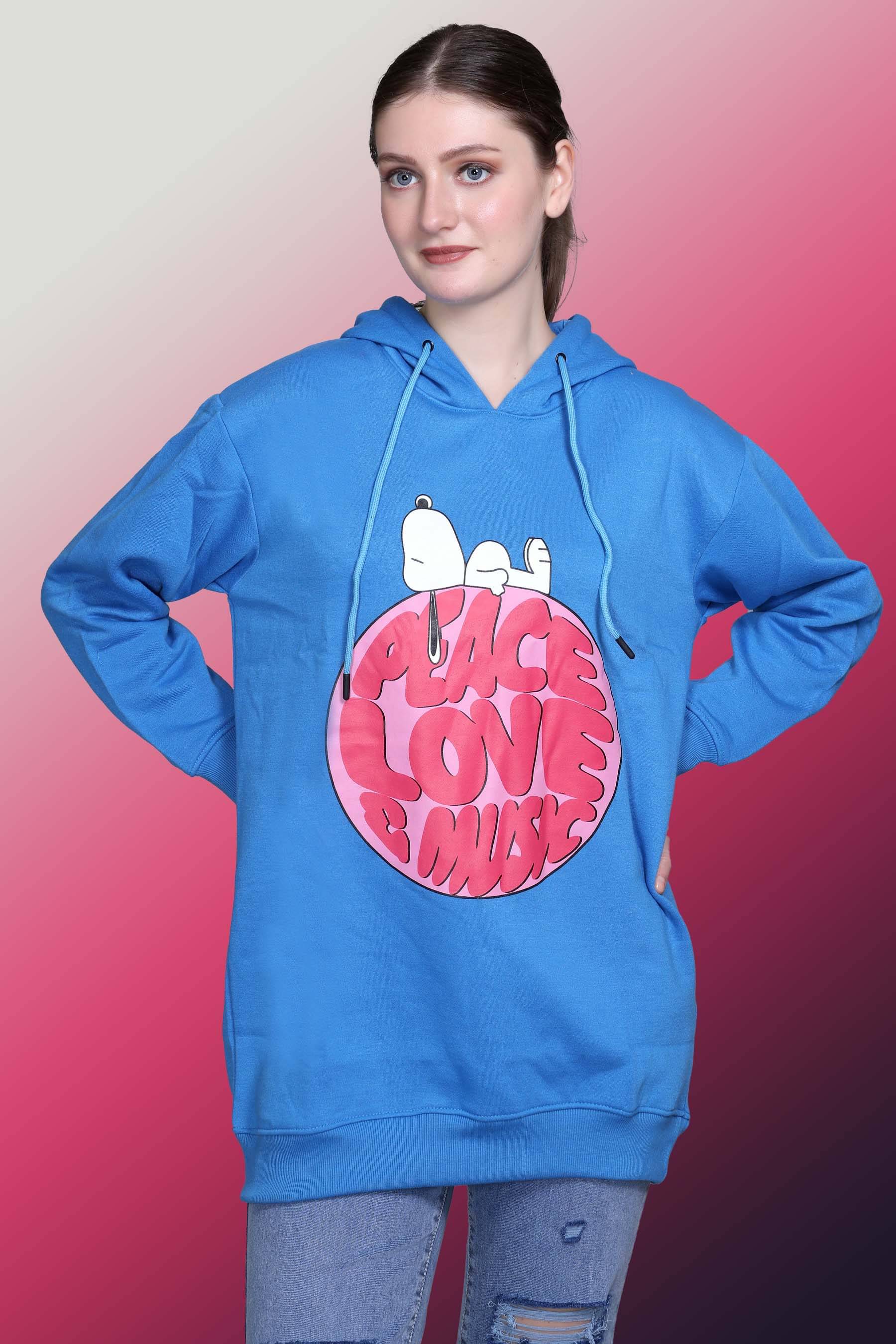     			OBAAN Fleece Women's Hooded Sweatshirt ( Blue )