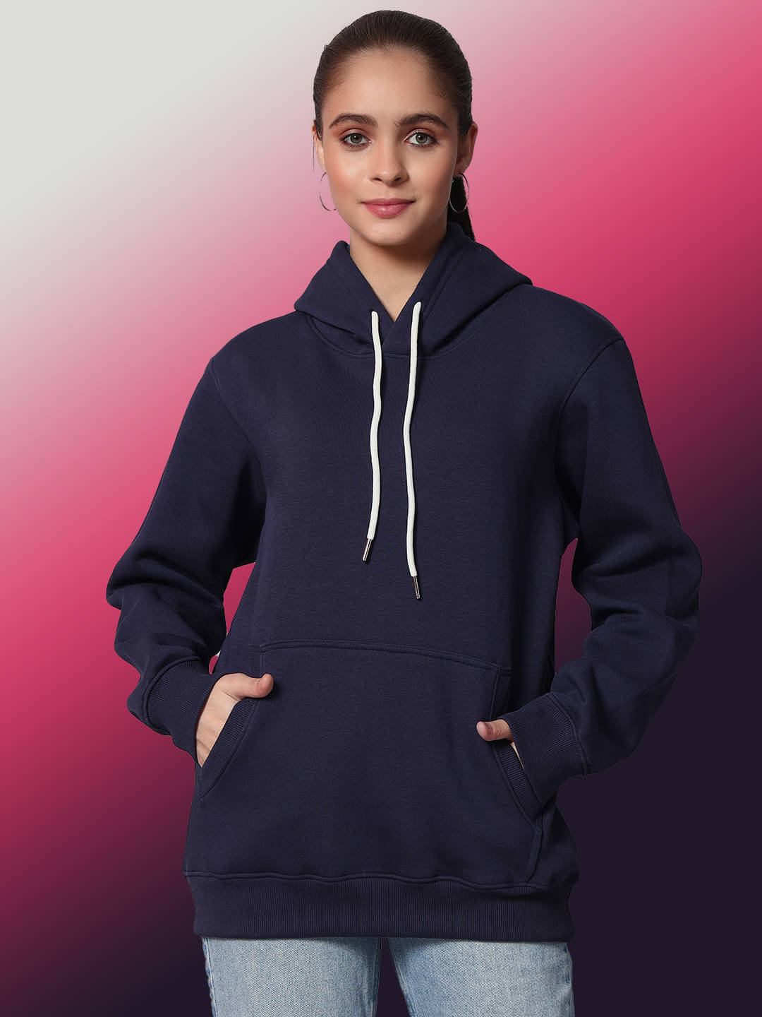     			OBAAN Fleece Women's Hooded Sweatshirt ( Blue )