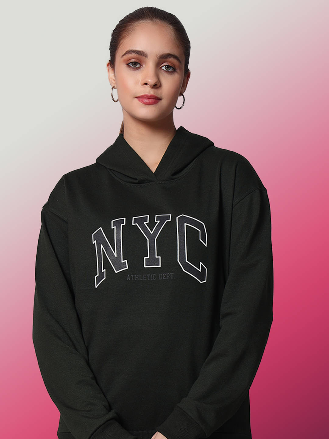 OBAAN Women Fleece Hooded Sweatshirt ( Black ) OBAAN Women Fleece Hooded Sweatshirt ( Black )