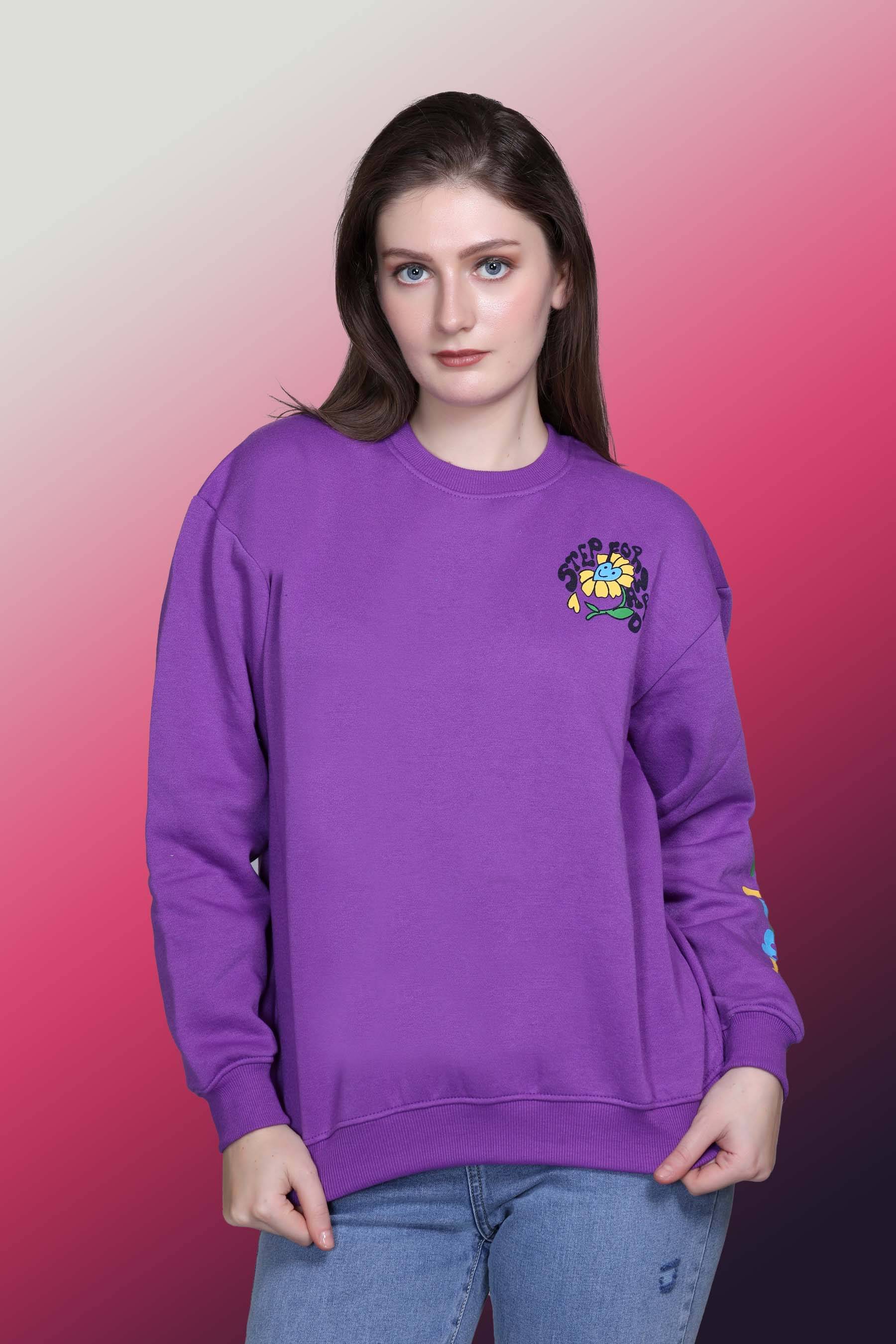     			OBAAN Fleece Women's Non Hooded Sweatshirt ( Purple )