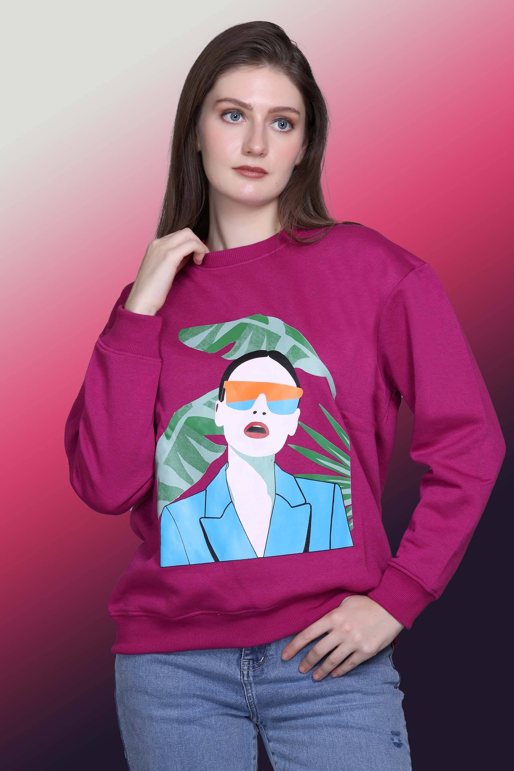 OBAAN Women Fleece Round Neck Sweatshirt ( Pink ) OBAAN Women Fleece Round Neck Sweatshirt ( Pink )