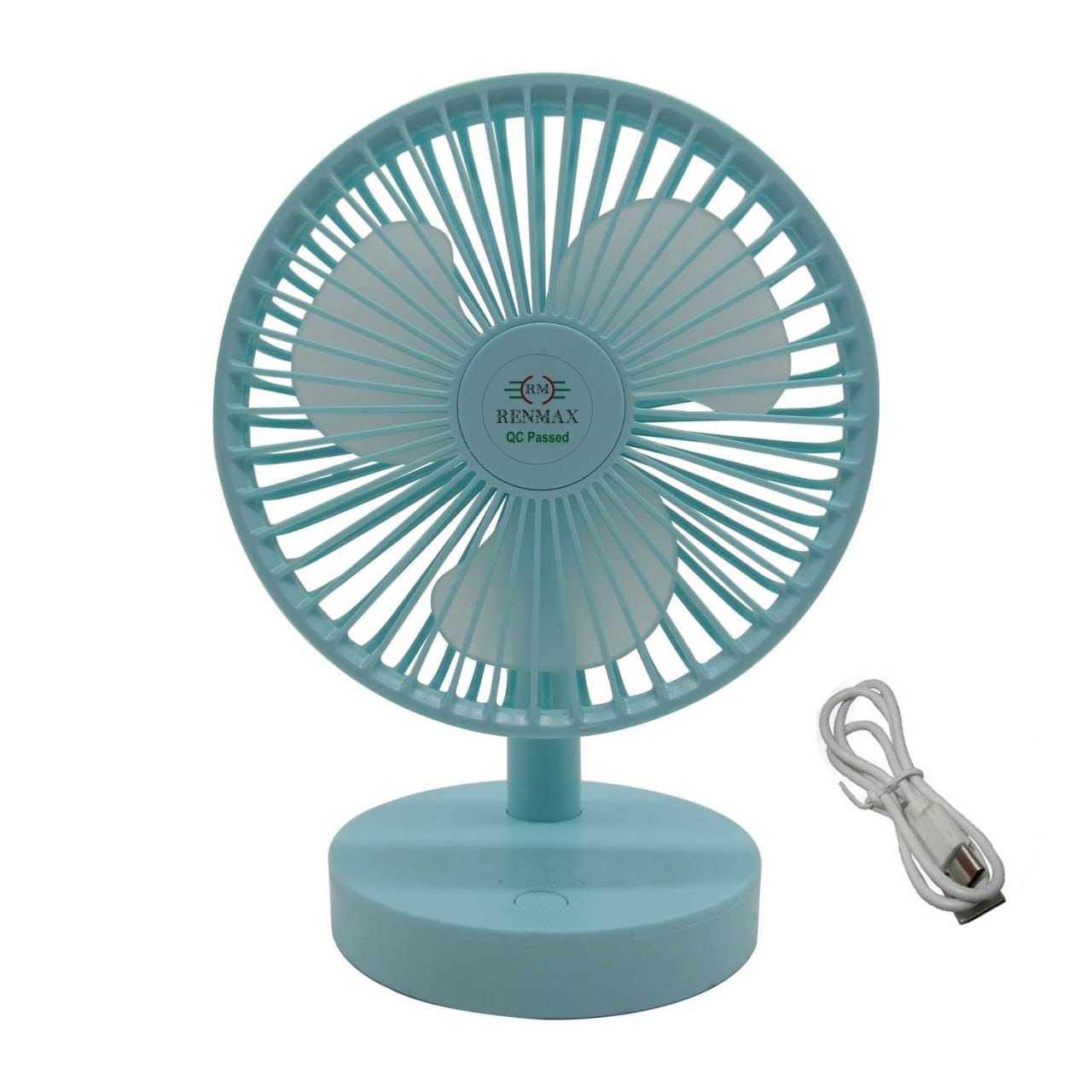     			RENMAX Rechargeable Mini Table Fan 611 3-Speed Dual Battery 90 degree tilt with 1 Months Warranty 140 mm Table Fan  (Green | Pack of 1)