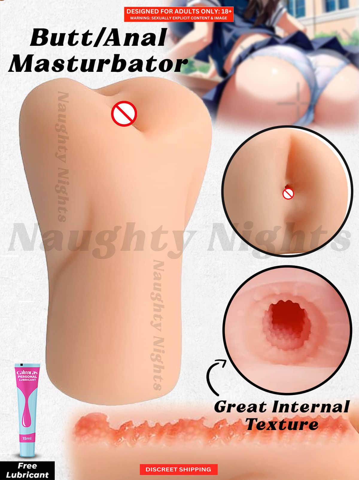 Realsistic Anus Masturbator-Most Realistic Feeling Skin Color Silicone Big Butt Male Masturbator By Naughty Nights