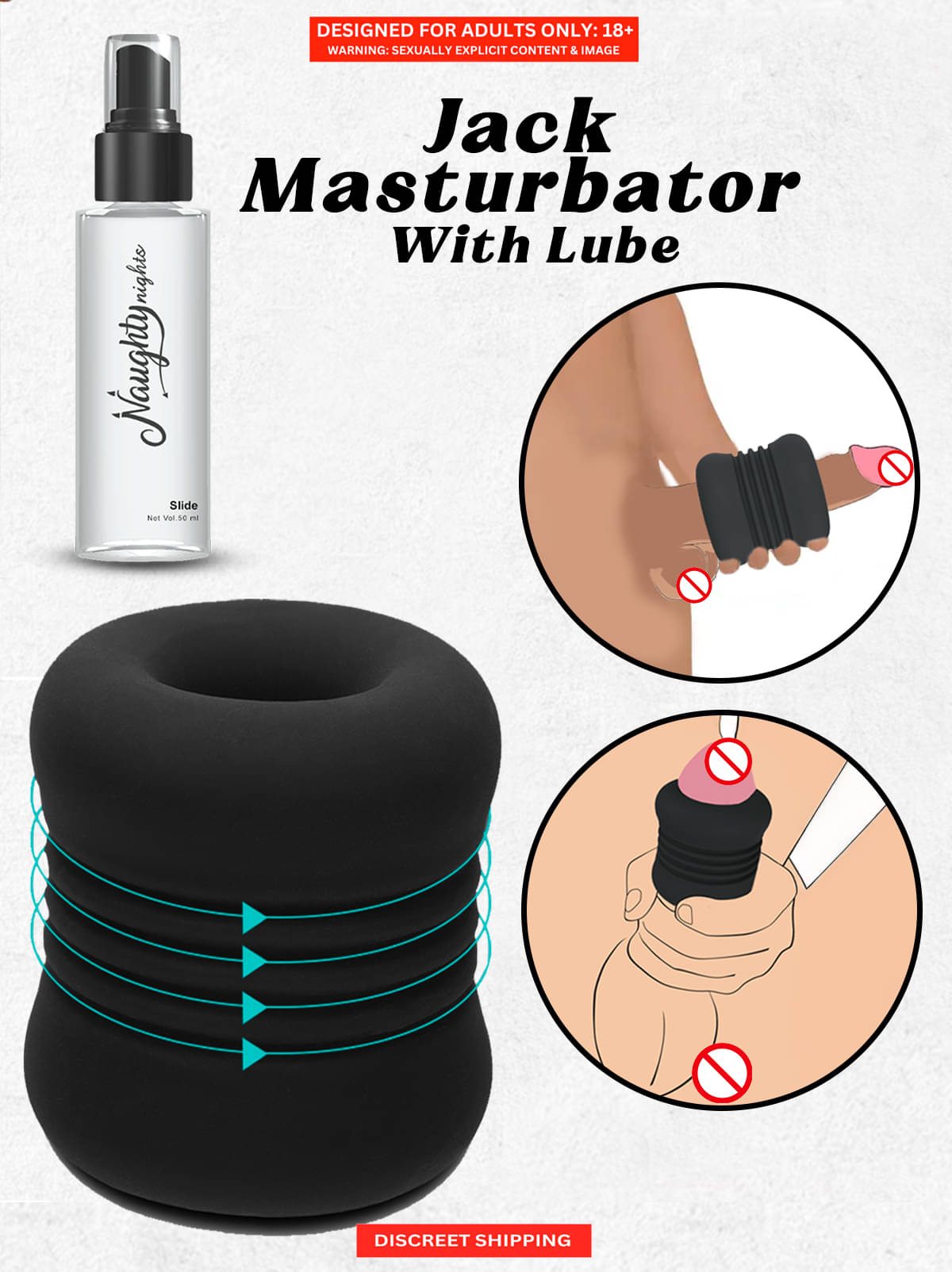 Reusable Jack Masturbator Sleeve for Men | Naughty Nights Soft Silicone Stroker Cup Handheld Toy For Men with Free Lube by Naughty Nights Reusable Jack Masturbator Sleeve for Men | Naughty Nights Soft Silicone Stroker Cup Handheld Toy For Men with Free Lube by Naughty Nights