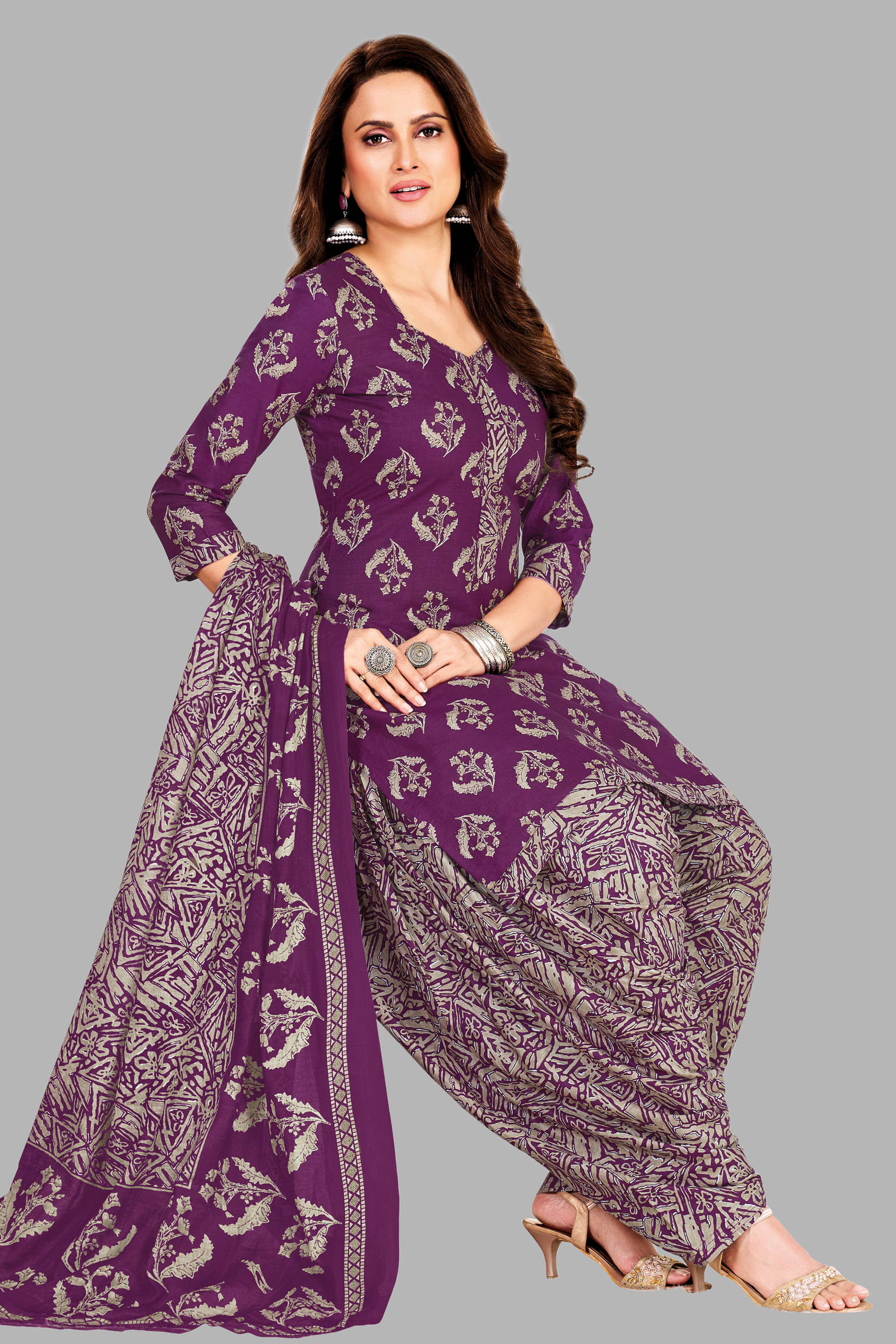     			SIMMU Women Cotton Unstitched Dress Material ( Purple )