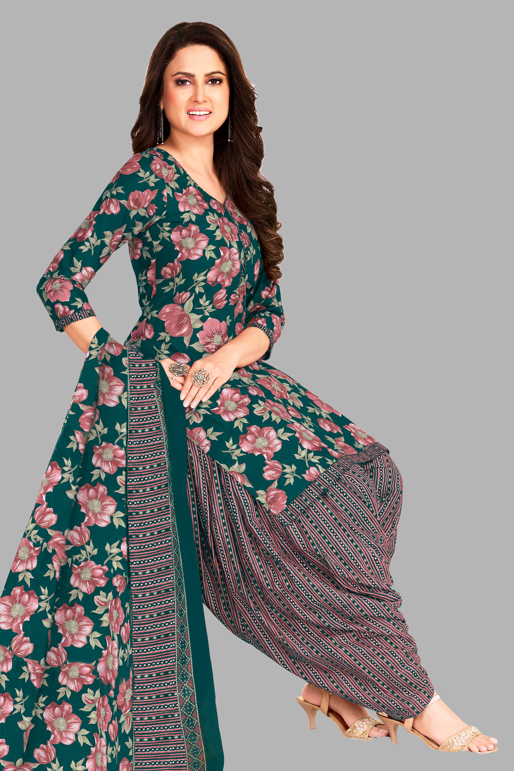    			SIMMU Women Cotton Unstitched Dress Material ( Green )