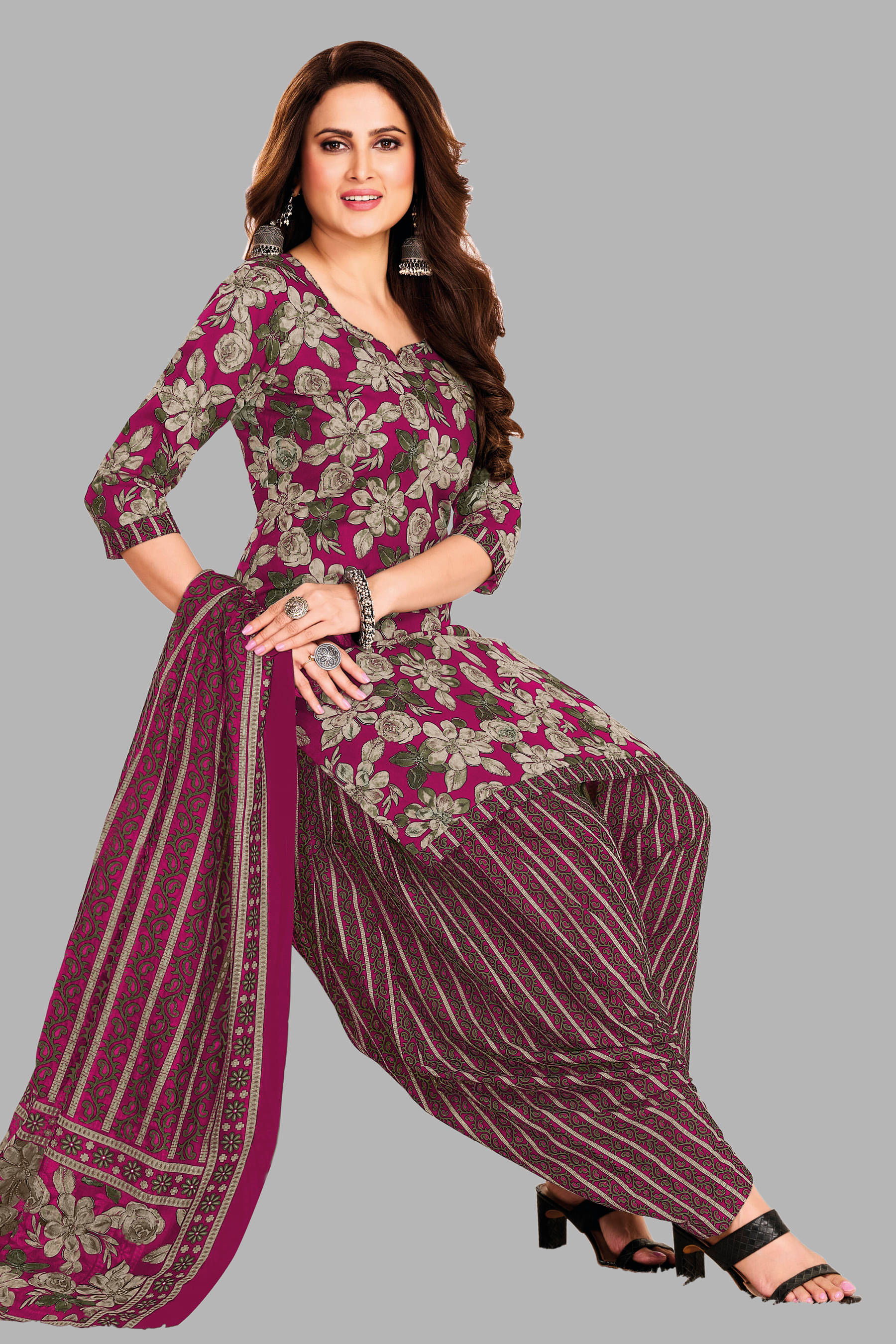     			SIMMU Women Cotton Unstitched Dress Material ( Purple )