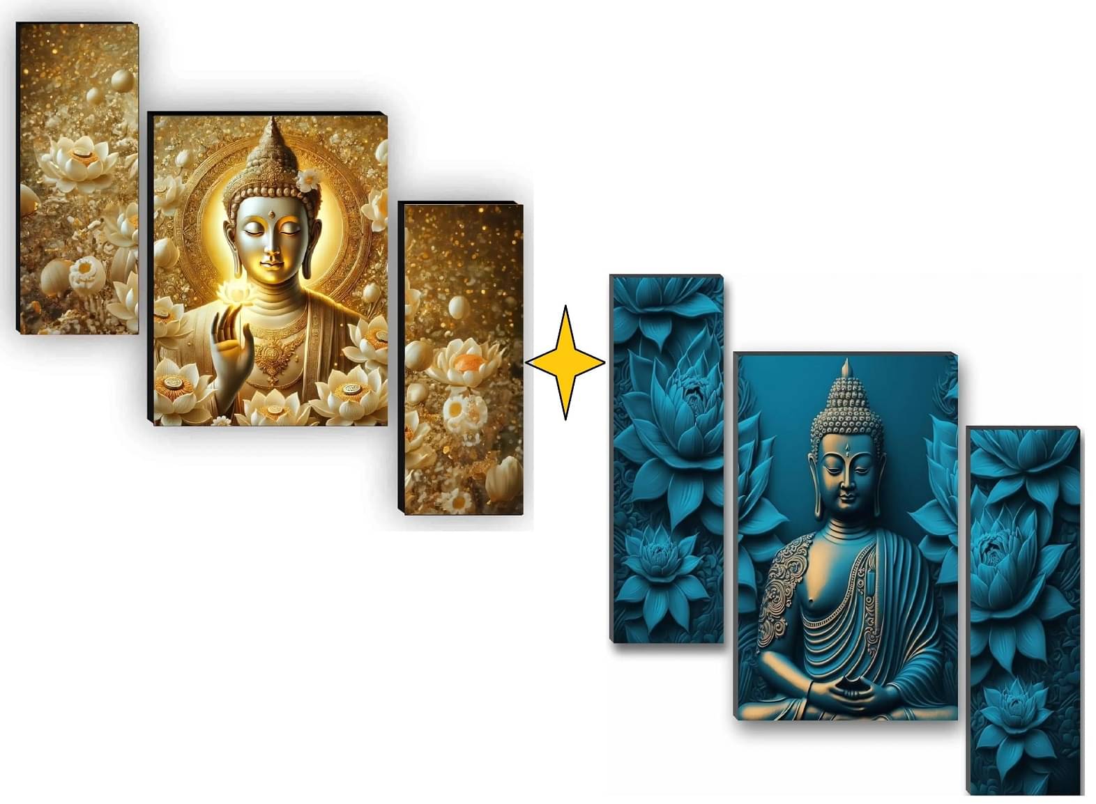     			SNDArt Set Of 2 Lord Buddha Religious Wall Paintings For Living Room Gift Items 12 x 18 inch ( pack of 2 )