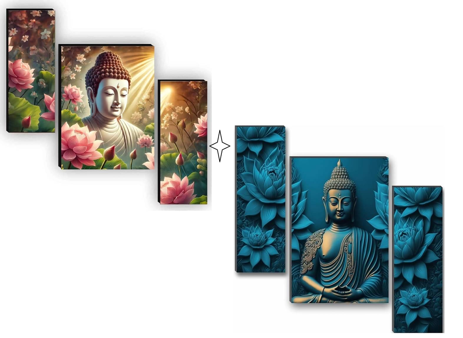     			SNDArt Set Of 2 Lord Buddha Religious Wall Paintings For Living Room Gift Items 12 x 18 inch ( pack of 2 )