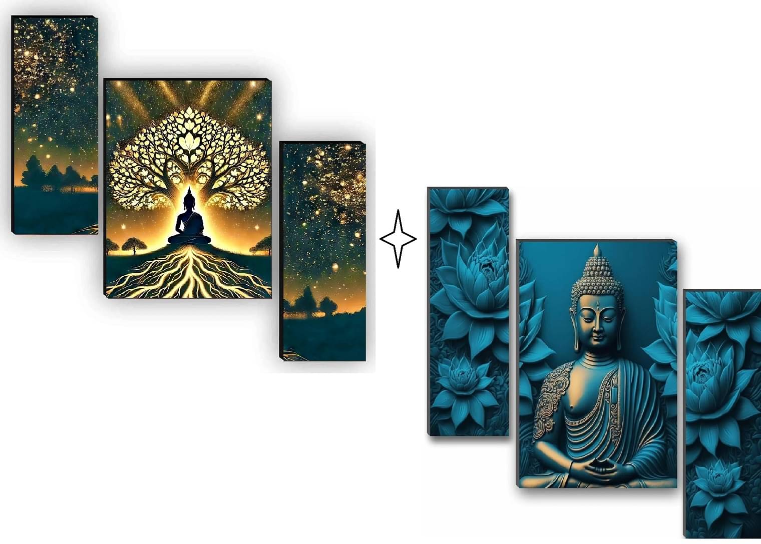     			SNDArt Set Of 2 Lord Buddha Religious Wall Paintings For Living Room Gift Items 12 x 18 inch ( pack of 2 )